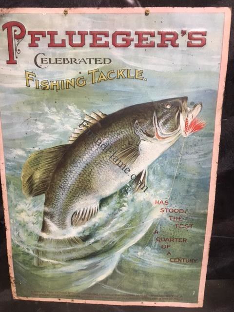 Pflueger Antique Lure Sign Ad - Fin & Flame
